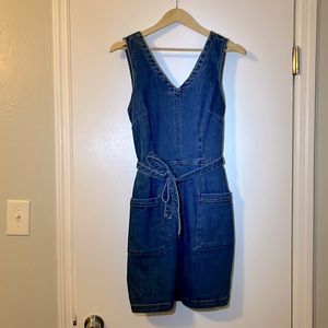 Blue Jean tank top dress with waist tie.